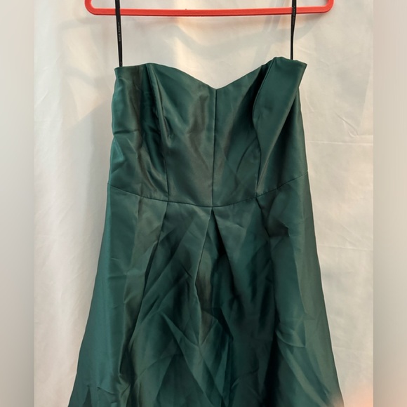 Alfred Sung Strapless Satin High Low Gown Hunter Green Size 18 - Picture 2 of 6